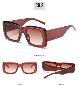 Detailansicht der bernsteinfarbenen quadratischen Sonnenbrille mit Farbverlauf