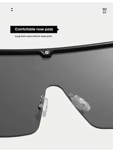 Detail of comfortable silicone nose pads and silver metal brackets on oversized sunglasses