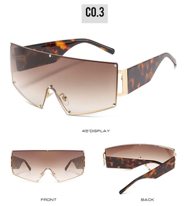 Three-way view of oversized tortoiseshell sunglasses with brown gradient lenses