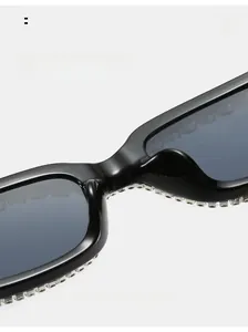 Detailed macro view of comfortable integrated nose pads and silver rhinestone embellishments