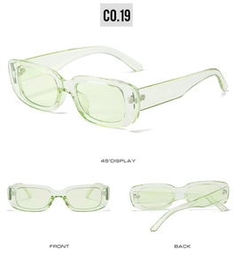 Vues détaillées de l'avant et de l'arrière des lunettes de soleil ovales vert clair
