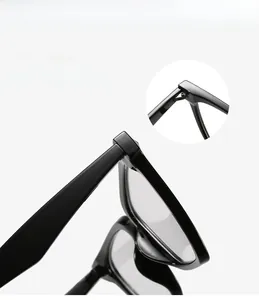 Detail view showing durable metal hinge and reinforced structure of the black eyewear frame