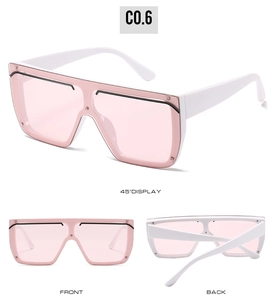 Detailed multi-angle views of oversized white square frame sunglasses with light pink lenses