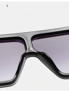 Detail of comfortable nose pads and silver screw on square purple gradient sunglasses