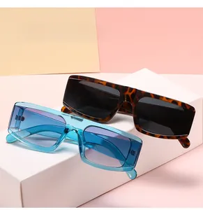 Flat top square sunglasses in tortoiseshell and transparent blue frame options