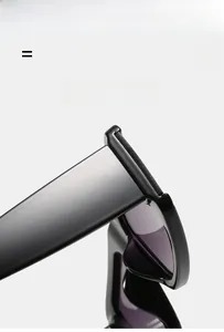 Side view detail of square sunglasses showing elastic frame texture and purple tinted lenses