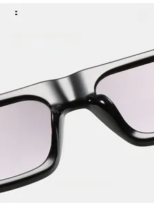 Detail of integrated comfortable nose pads on black square frame vintage sunglasses