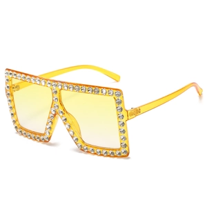 Oversized Square Sunglasses UV400 Protection Rhinestone PC Frame Sparkling Fashion Party Eyewear For Women