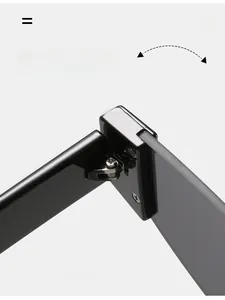 Detailaufnahme des robusten Metallscharniers einer schwarzen eckigen Sonnenbrille