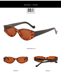 Three-angle view of oval tortoise shell sunglasses with dark lenses and black temples