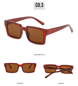 Vues détaillées sous plusieurs angles de lunettes de soleil carrées ambre et marron