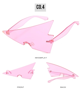 Viste dettagliate multi-angolo di occhiali da sole rosa a forma di freccia per feste