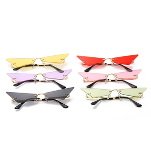 Lunettes de soleil œil de chat sans monture pour femme en six couleurs vives UV400