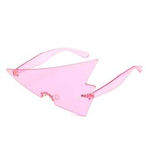 Occhiali da sole a freccia senza montatura rosa con design geometrico a fulmine