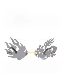 Detailed close-up of rimless dragon flame sunglasses with lightweight nose bridge support