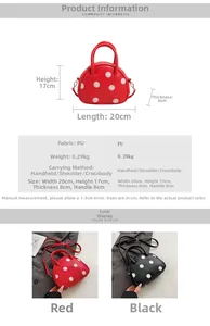Spécifications de taille pour sac à main à pois avec dimensions et options de couleur