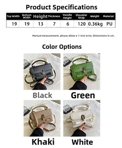 Detailed size chart for minimalist PU leather handbag with stone pattern embossing