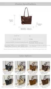Detailed size chart and multi-color comparison of the vintage leather tote bag