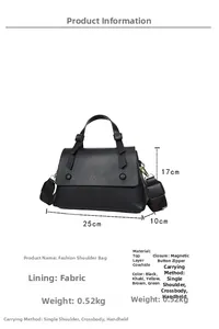 Detailed size specifications for the top-grain cowhide shoulder bag with color options