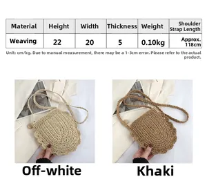 Guida alle taglie della borsa a tracolla intrecciata con misure 22x20x5cm e dettagli