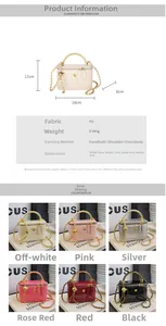 Detailed size specifications and color options for the trendy PU leather square crossbody bag