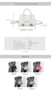 Detailed size guide and specifications for minimalist rivet mini handbag with dimensions