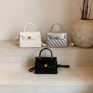 Sac À Épaule Matelassé En Cuir PU Sac À Main Bandoulière Avec Fermoir Rotatif Doré Bandoulière Réglable Style Français Rétro Pour Femme