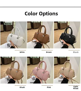 Litchi pattern Boston handbag collection in six versatile colors with dual handles