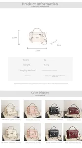 Detailed dimensions of the quilted PU leather chain bag with pearl handle and measurements