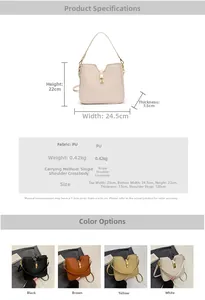 Detailed size chart for stylish PU leather shoulder bag with dimensions and strap length