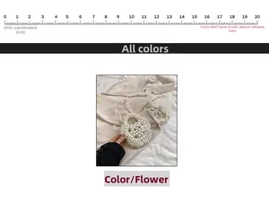 Detailed view of handmade white pearl crossbody bag featuring a unique floral design