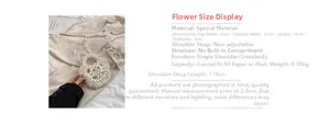 Detailed size specifications for handmade pearl flower woven shoulder and crossbody bag