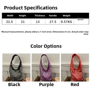 Spécifications détaillées et dimensions des sacs à main hobo cloutés de style bohème