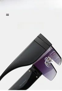 Close-up of metal hinges and specifications printed on sunglasses temple arm