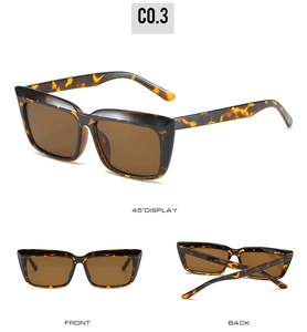 Multi-angle view of vintage tortoiseshell square sunglasses with dark brown lenses