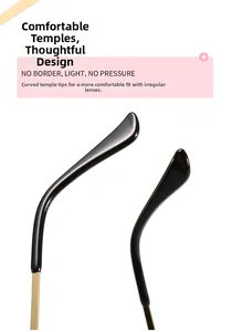 Détail de branches ergonomiques légères pour lunettes de soleil sans monture