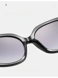 Detail of comfortable integrated nose pads on black square sunglasses for long-term wear