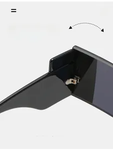 Gros plan macro montrant la charnière en métal durable des lunettes de soleil carrées