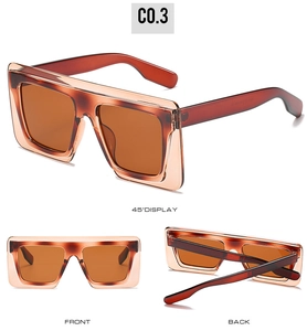 Multi-angle views of oversized square tortoiseshell sunglasses with transparent edges