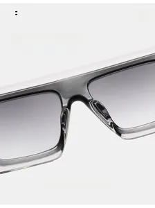 Macro detail of comfortable integrated nose pads on oversized square sunglasses