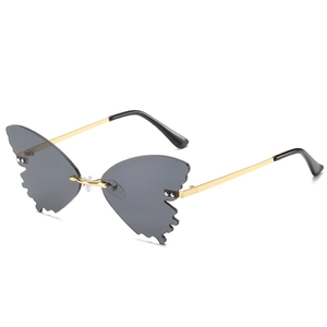 Occhiali da Sole a Farfalla Senza Montatura alla Moda per Donna Uomo Montatura in Metallo Lenti PC Protezione UV400
