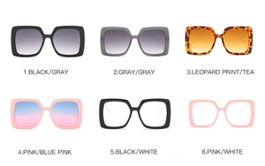 Six options de couleurs pour lunettes de soleil carrées oversize avec verres teintés