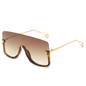 Oversized tortoise shell star sunglasses with brown gradient lenses and gold metal temples