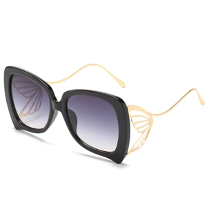 Lunettes De Soleil Surdimensionnées Ailes De Papillon Pour Femmes Branches Métal Évidées Monture PC Verres Dégradés