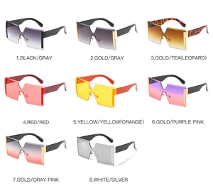 Oversized rimless sunglasses collection featuring V-shaped bridge and colorful gradient lenses