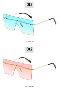 45-degree angle display of oversized square frameless sunglasses in C0.6 and C0.7 models