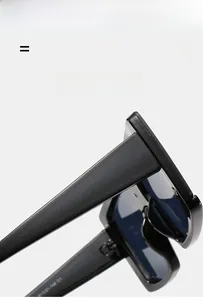 Détail macro des lunettes de soleil carrées noir brillant avec charnière haute résistance