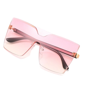 Lunettes de soleil oversize sans monture avec dégradé rose et branches dorées