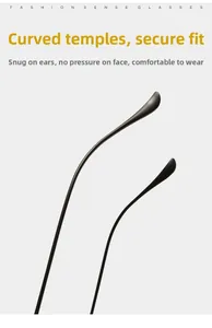 Détail des branches incurvées antidérapantes pour lunettes à double pont tendance