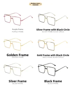Six coloris de montures de lunettes carrées en métal avec double pont élégant